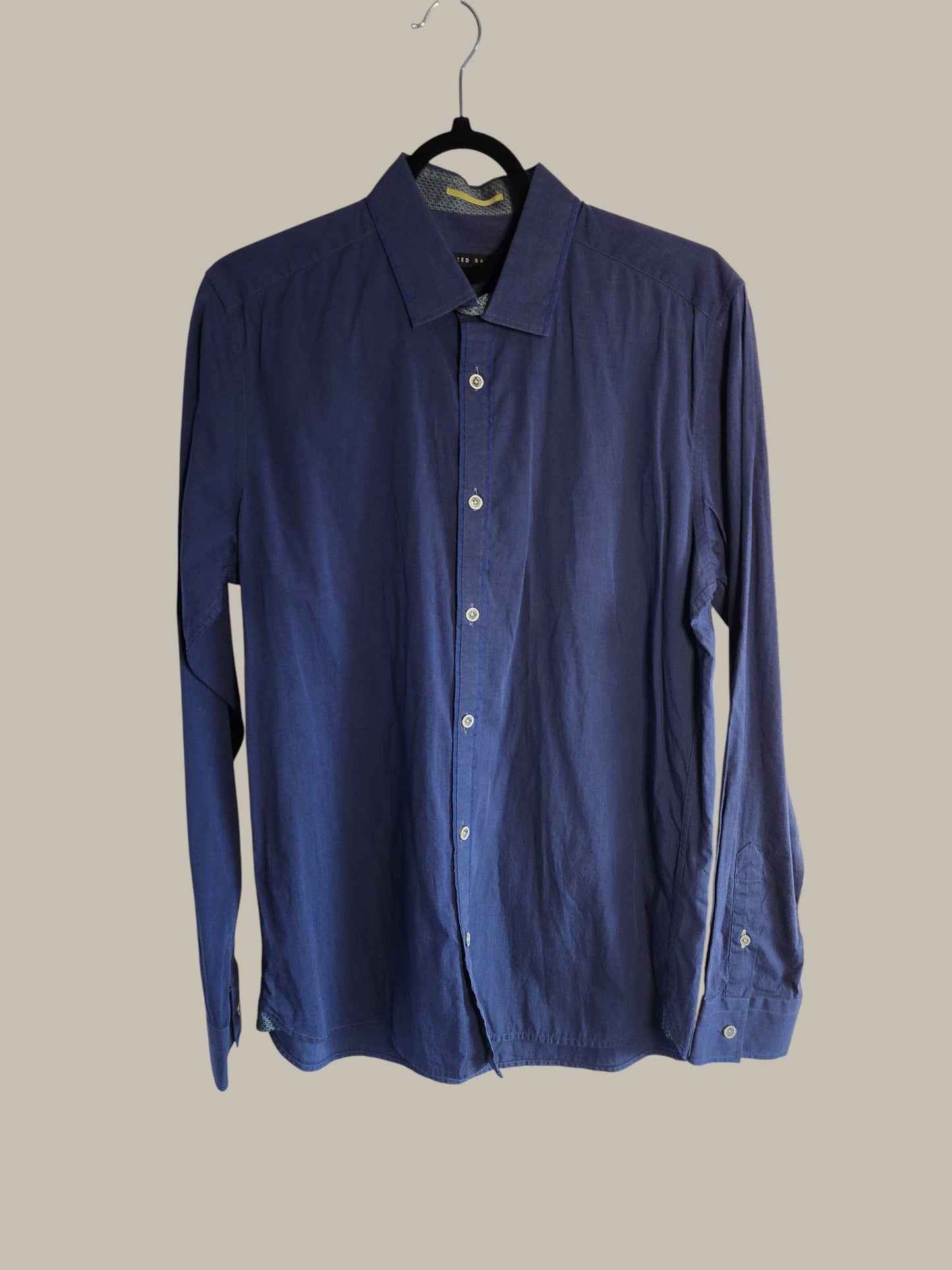 Ted Baker - L/S Cotton Shirt - 2 Tone Navy Blue large