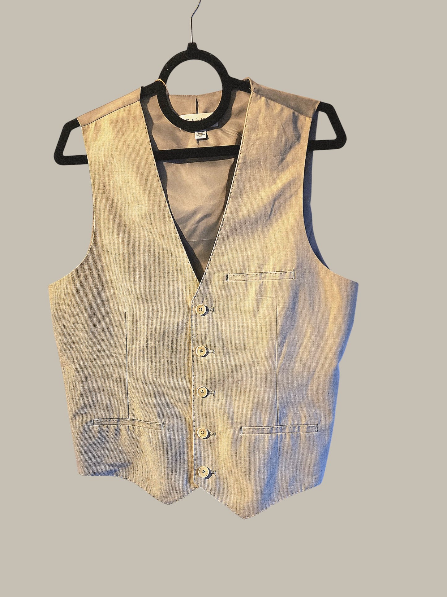 Calvin Klein - Textured - Beige Vest - 70% Cotton / 30% Linen Small