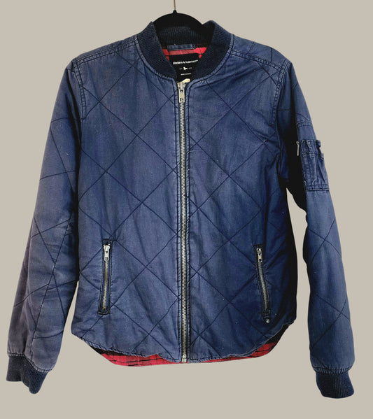 Modern Amusement- Quilted Bomber - Navy Red w Flannel Lining (S)