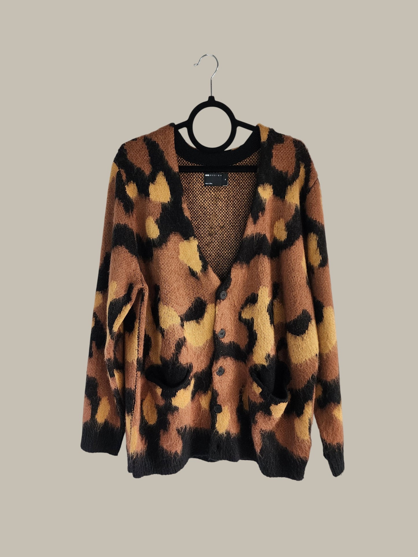 Vintage Animal Print - Poly / Wool Cardigan large