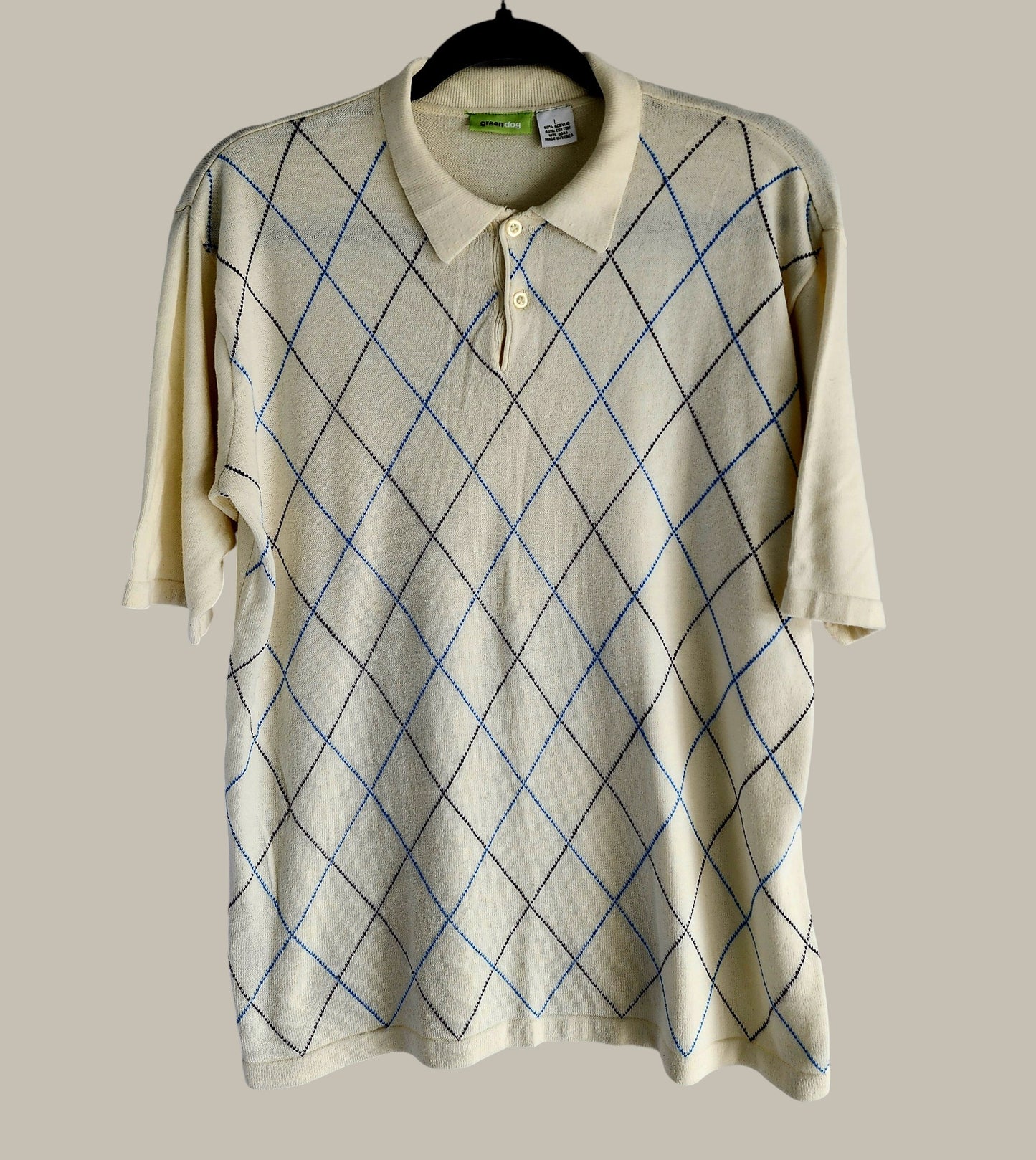 Green Dog- Argyle - Knit - Cream Large