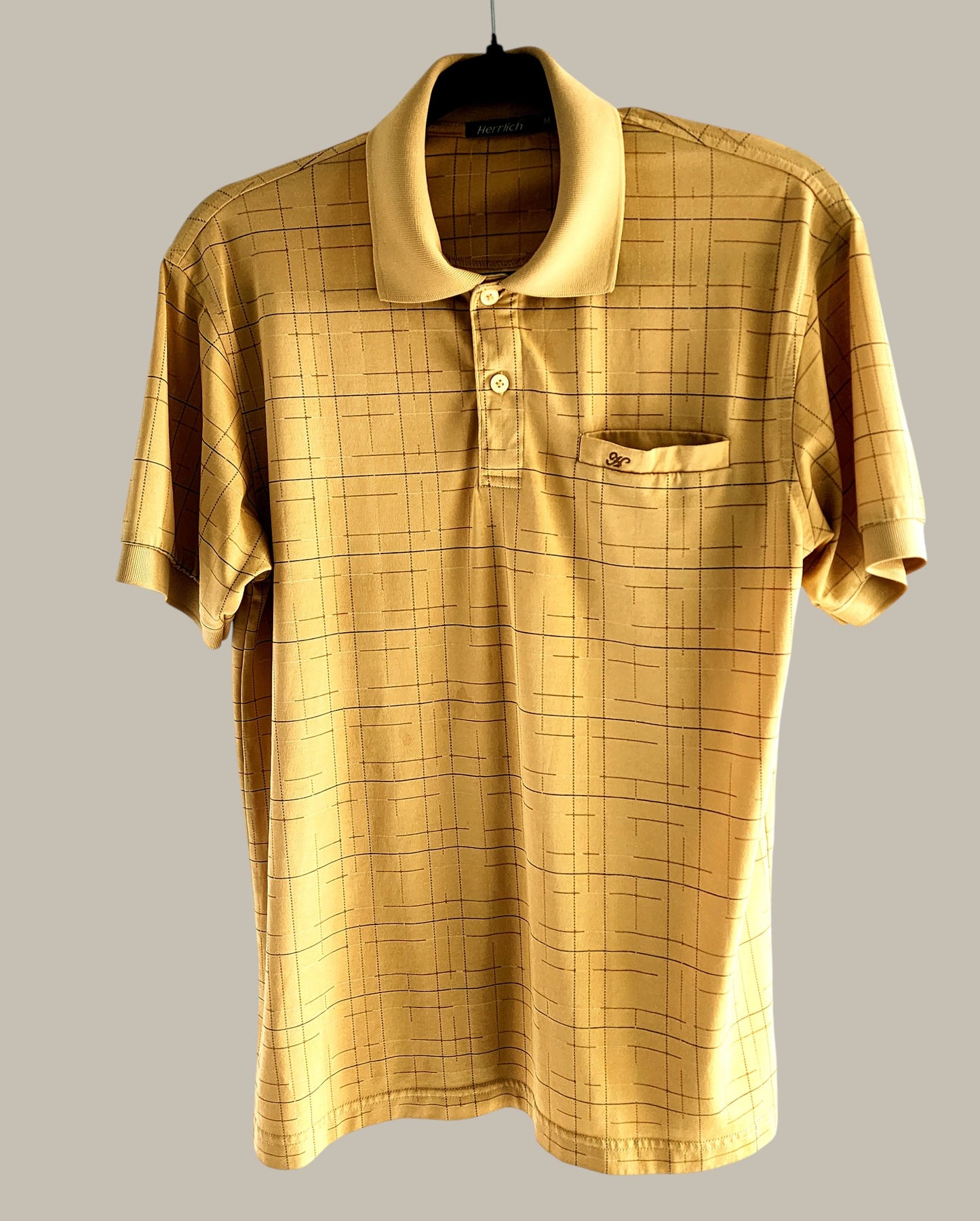 Hellrich Vintage - plaid Yellow Polo - Polyester medium
