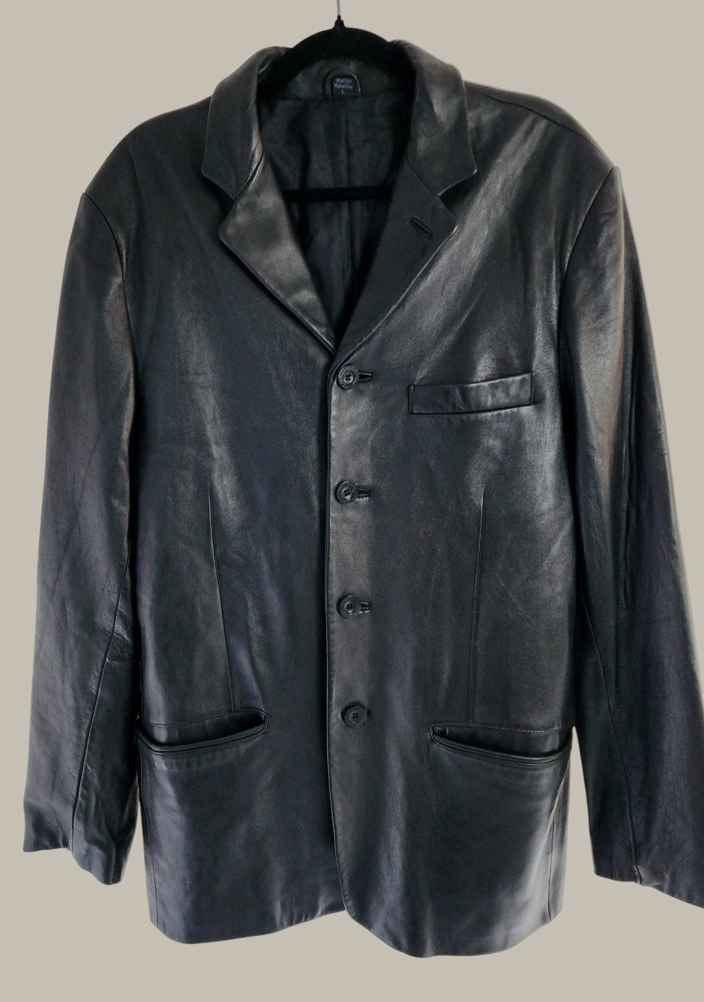 Kenneth Cole - Blk Leather - Car Coat no flaws!!! large