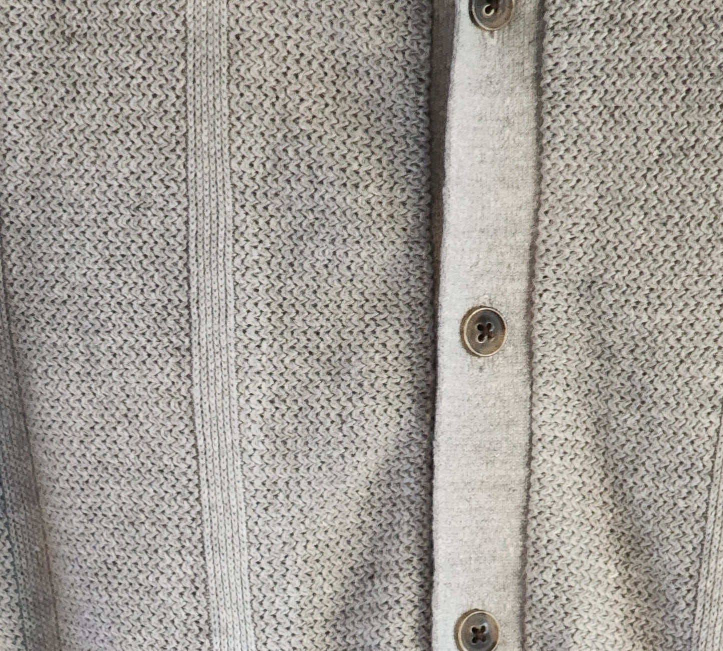 BR - Grey Cotton Linen Button Front Crochet Short Sleeve Shirt (S)