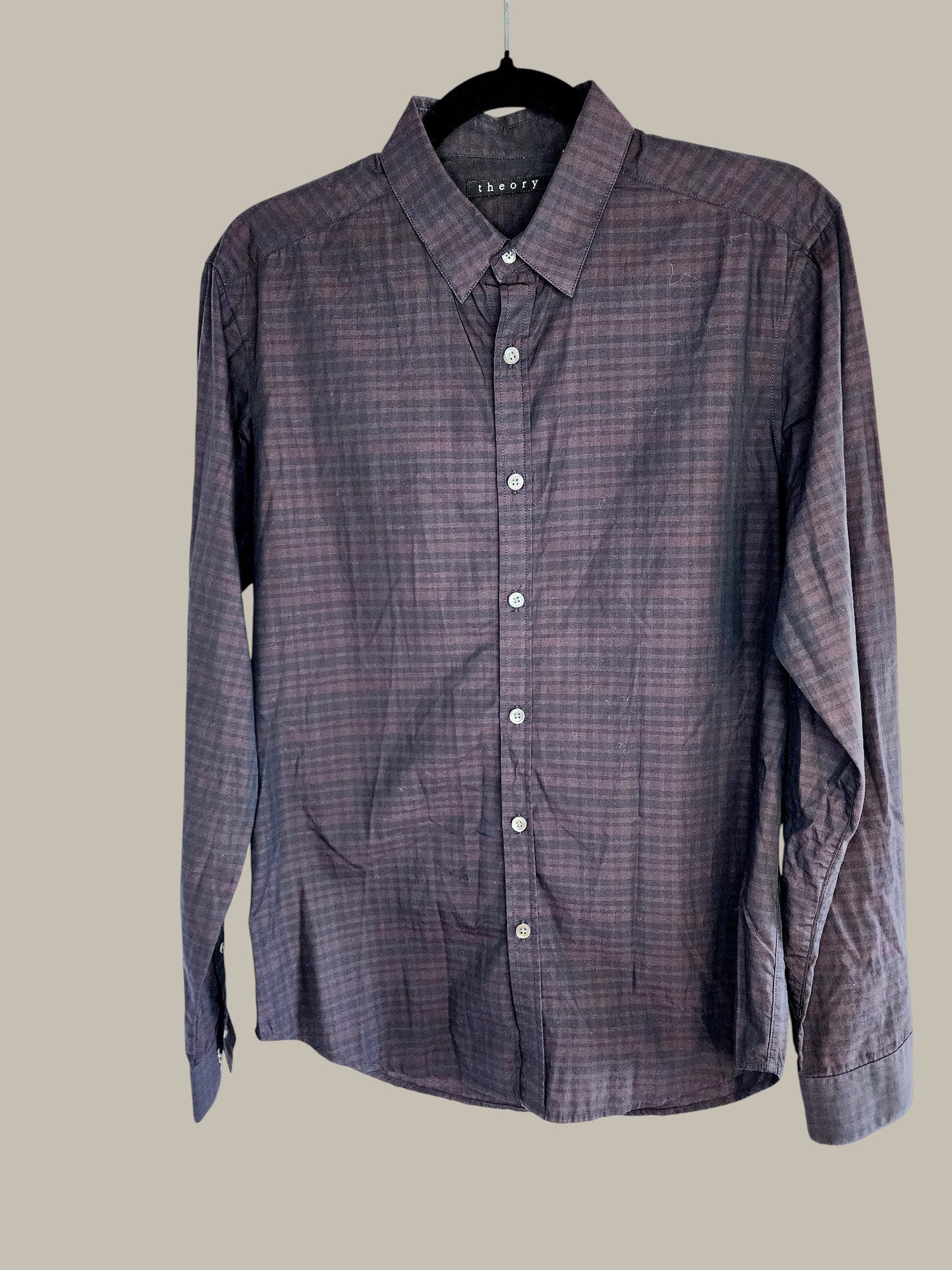 Theory Shirt - Cotton - Burgandy / Black Stripes (S)
