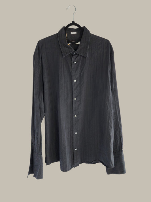 Calvin Klein - L/S Shirt - Black on Black Textured Stripe Extra large