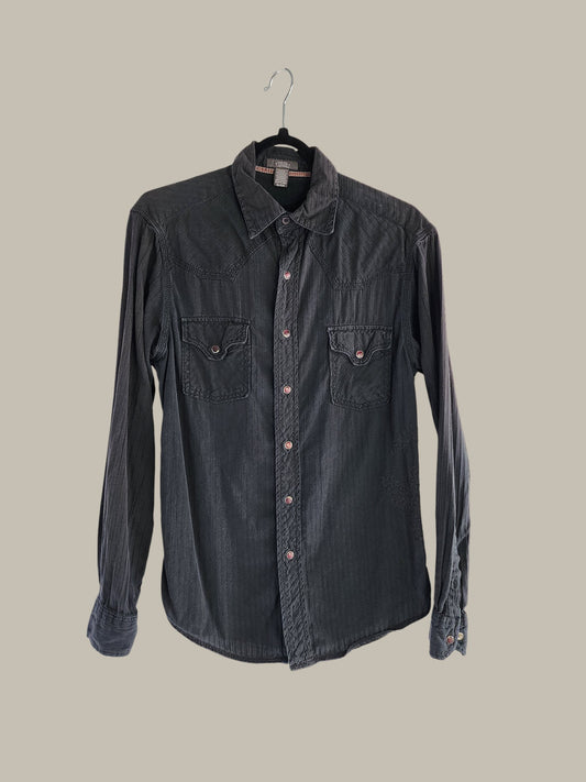 Arizona Western Striped Textured Black Wrinkled With Snaps Small