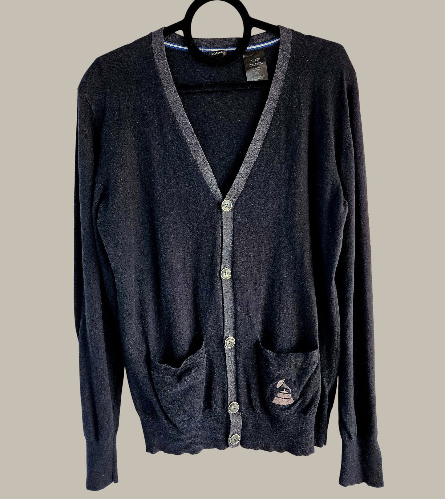 Agave - Vintage - Blk / Grey Cardigan - Cotton / Wool Medium