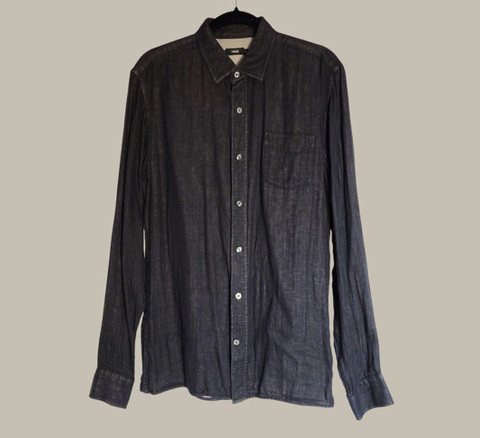Vince- L/S Shirt- Black With Stone Backing Small