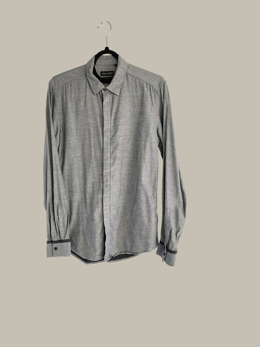 Anthony Morato- L/S Textured - Grey Stripe - 100% Cotton Small