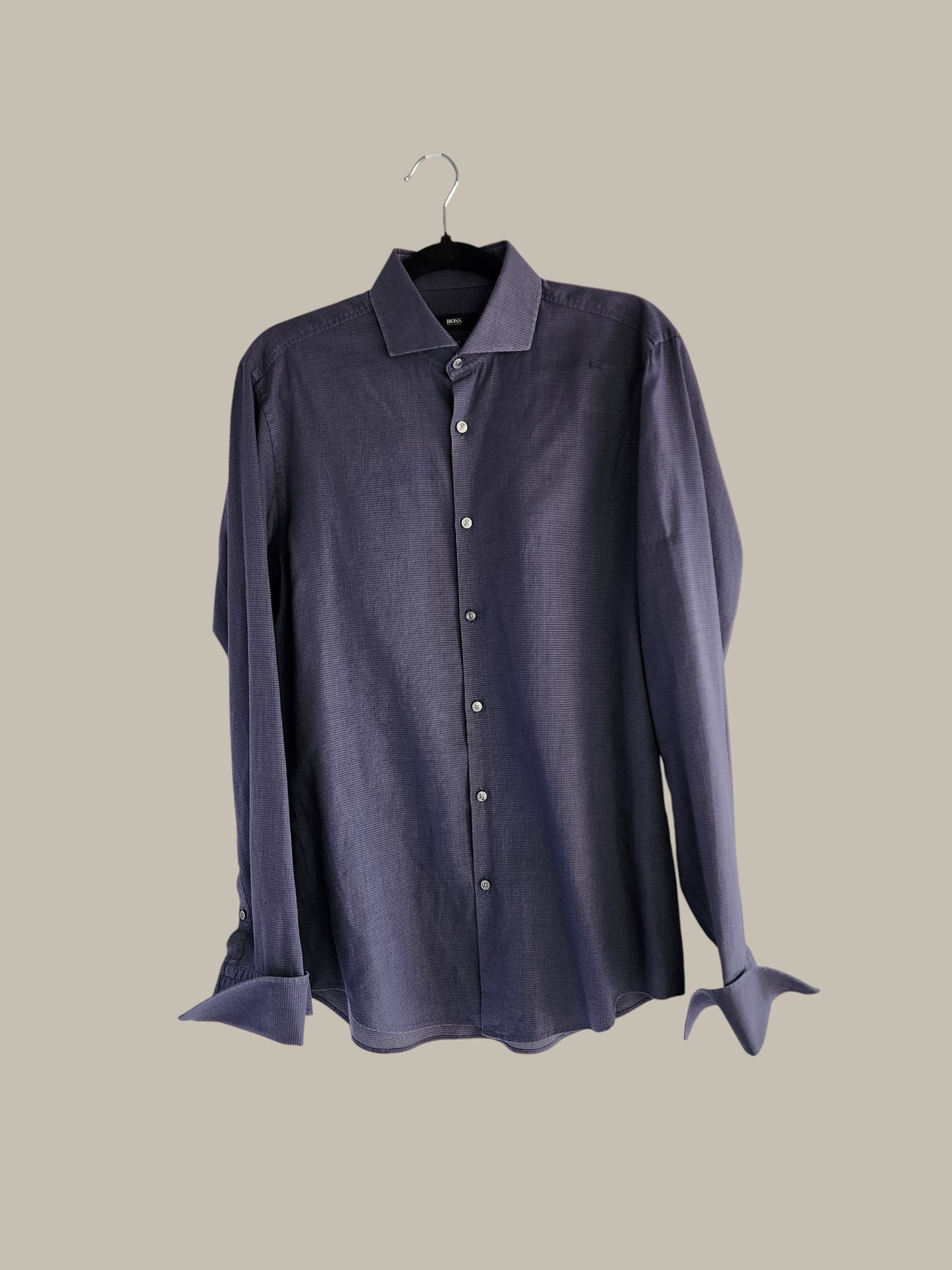 Boss- 100% Cotton = Pique Navy Size 15.5