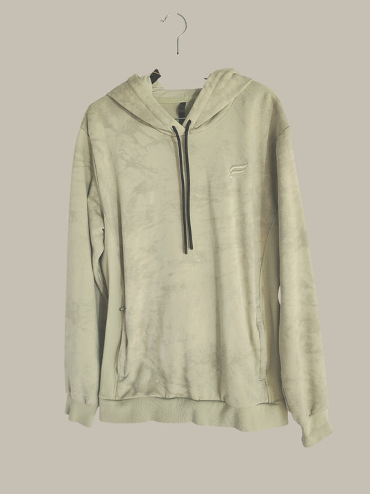 khaki Marble Dye -Cotton French Terry w Rib Side Panel - Zipper Pocket Medium