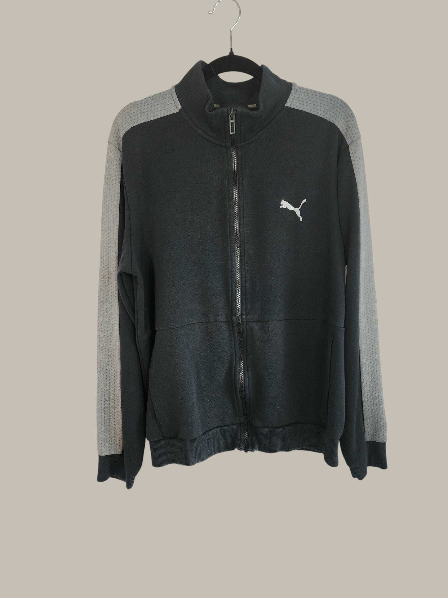 Puma- Black / Grey Zipper Jacket - Poly / Cotton medium/large