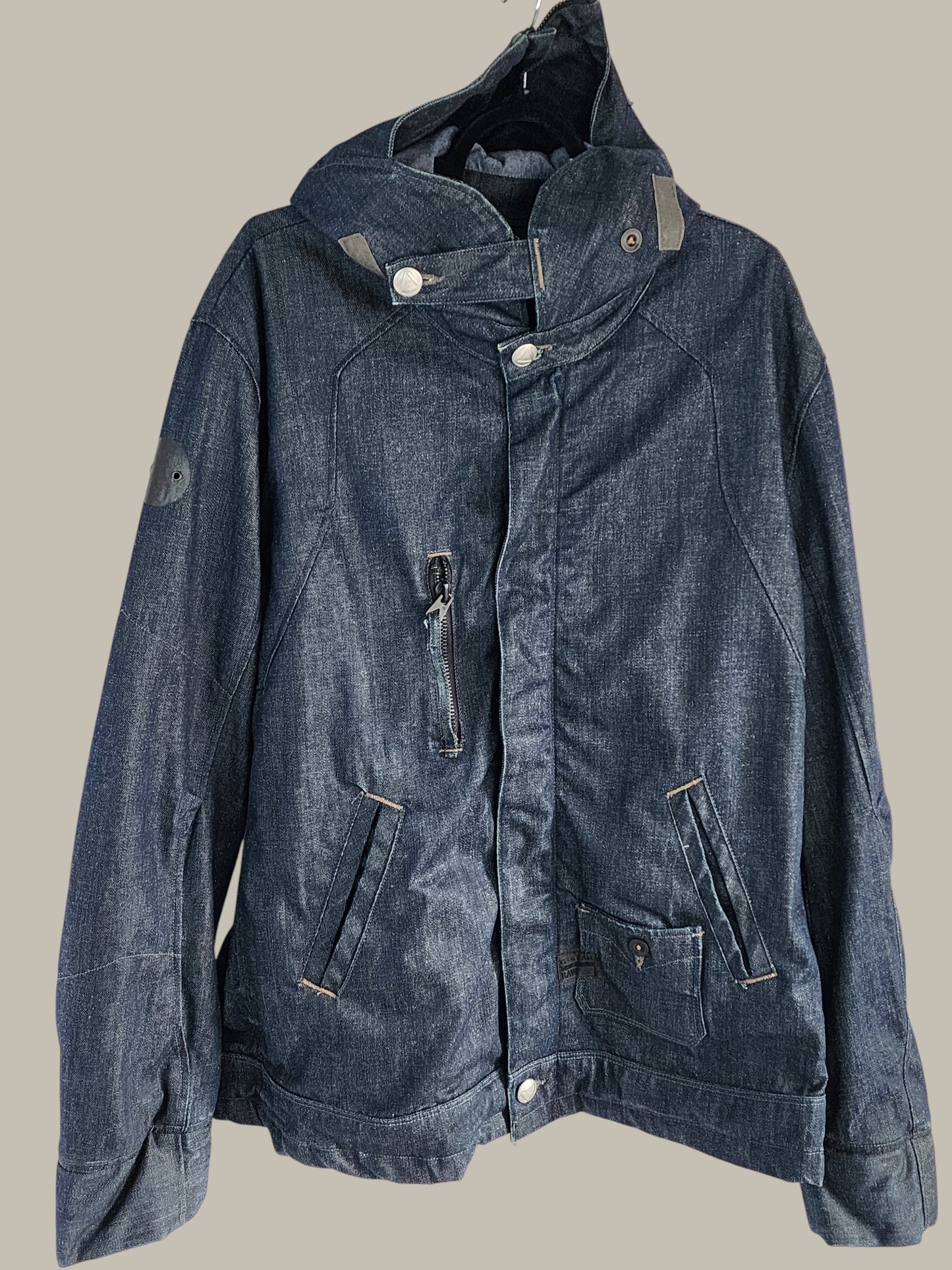 G Star- Raw Lined - Heavy Denim Hooded Jacket Large