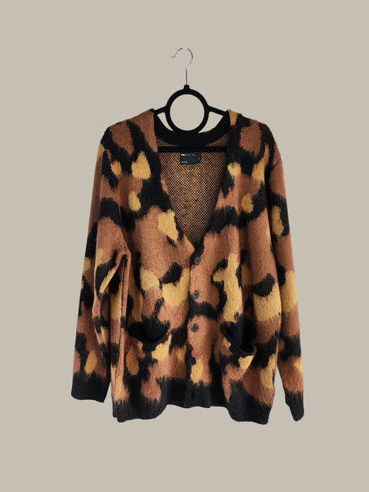 Vintage Animal Print - Poly / Wool Cardigan large