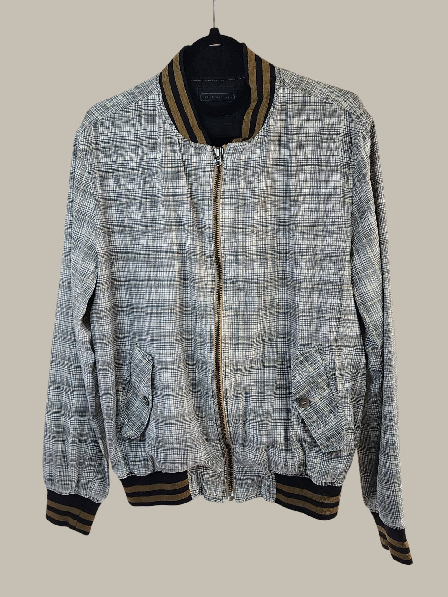 Vintage neutral  plaid  bomber jacket - large