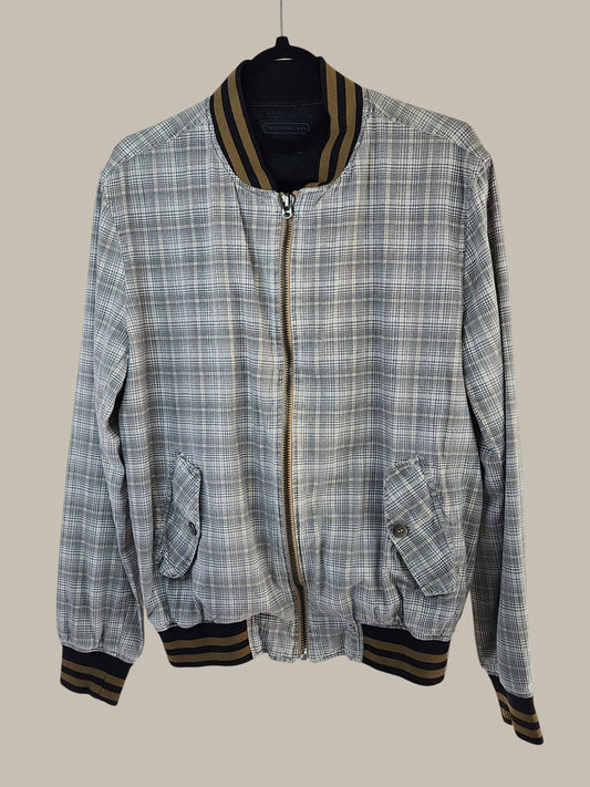 Vintage neutral  plaid  bomber jacket - large