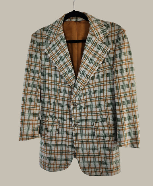 Vin Elderado - Taupe - Plaid Blazer - Wool - Poly 38