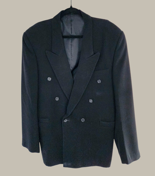- Vintage - Black Wool - DBL Breasted Blazer - Wide Lapels (52R)