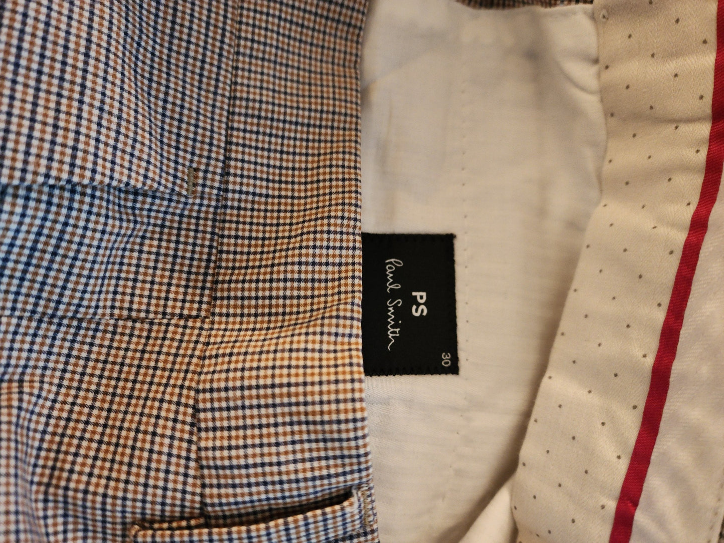 (SOLD) Paul Smith - Stretch - Light Weigiht - Narrow Leg - Plaid - Cotton - Elastic - Cuffed - 32/30