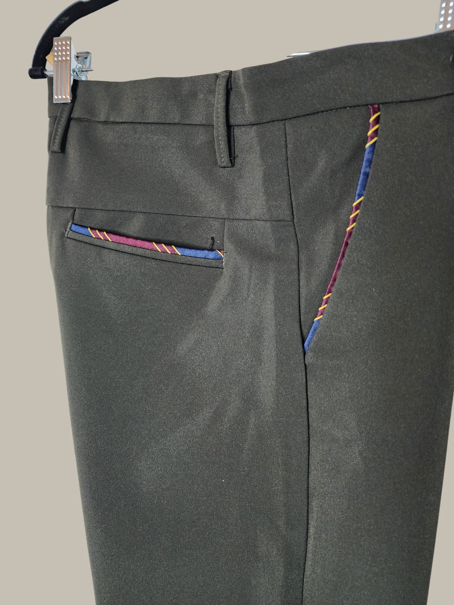 Black Nylon Pant - Stripe Trim -at 4 Pockets 31/30