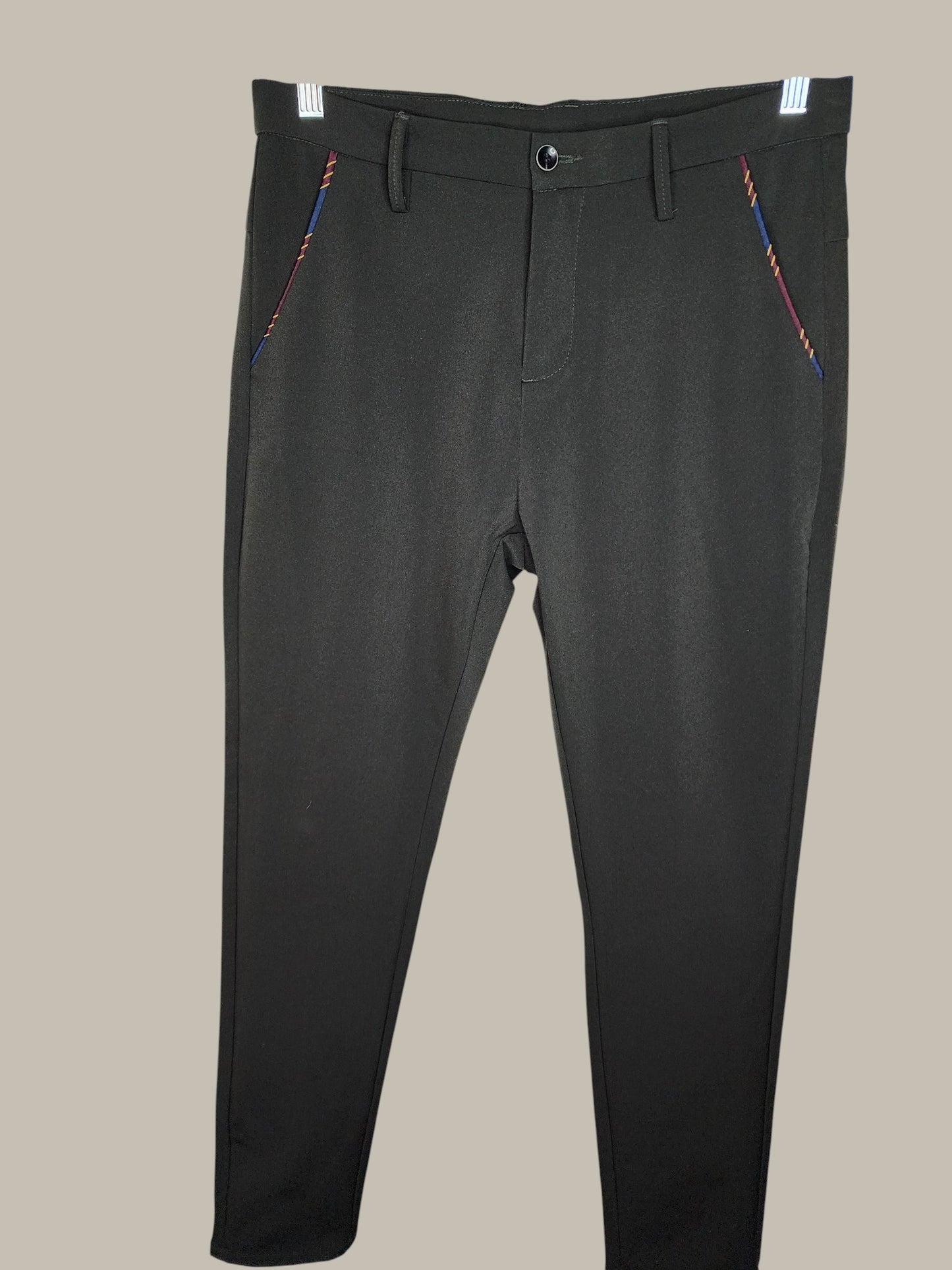 Black Nylon Pant - Stripe Trim -at 4 Pockets 31/30