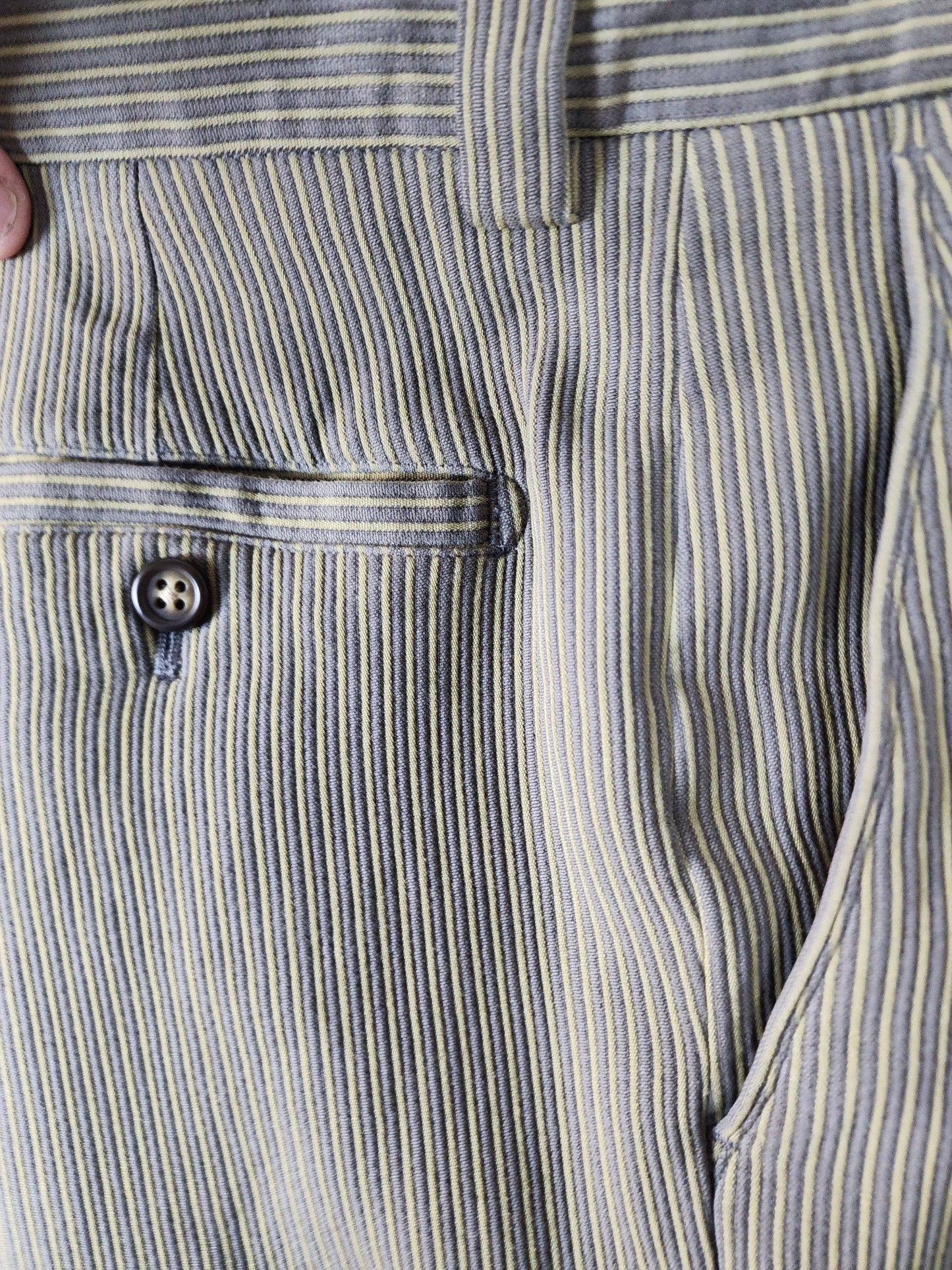 Jhane Barnes - Textured - Stripe - Olive unhemmed 32/36