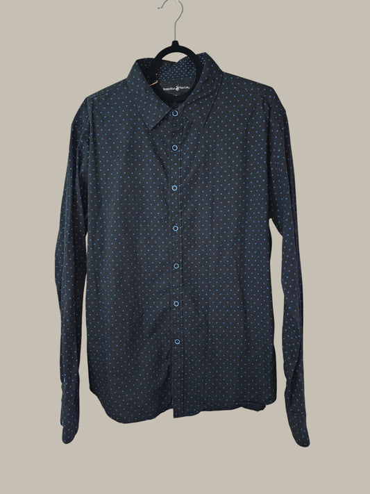 Ted Baker - L/S Shirt - Navy - Stone - Print Size 16
