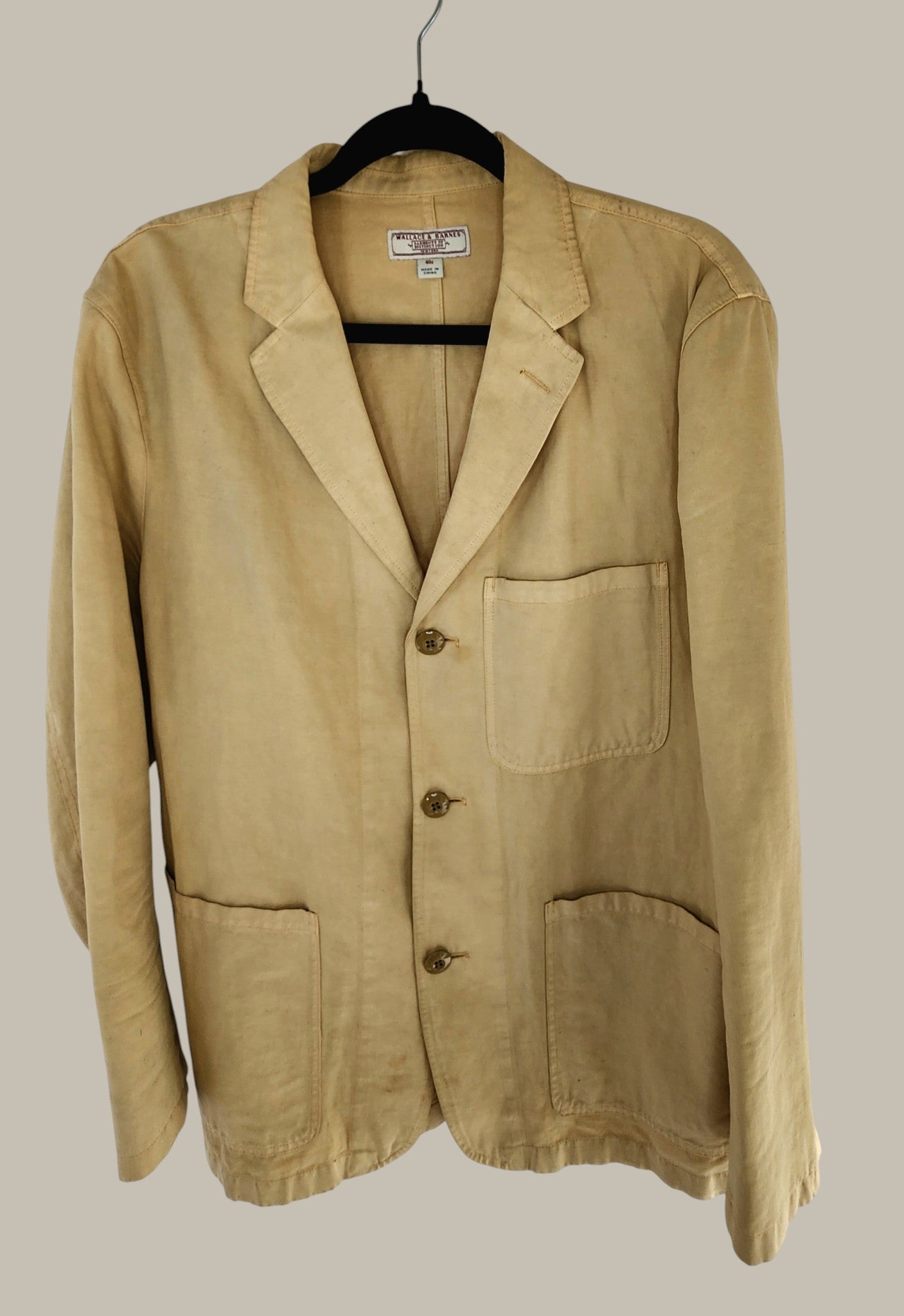 Wallace & Barnes NY - Casual Unlined Jacket - washed cotton light tan - 36 S double vents
