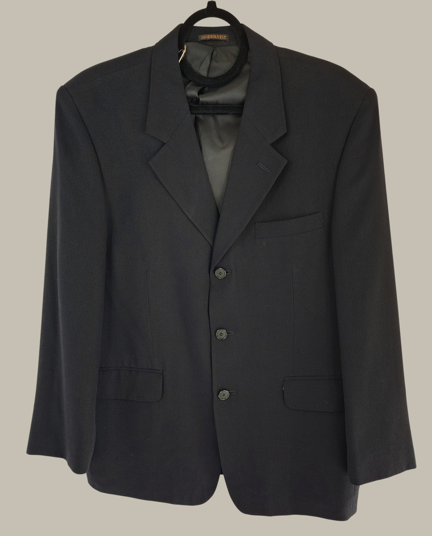 Modernist - Black Blazer - Woolblend - Textured size 40 no back vents