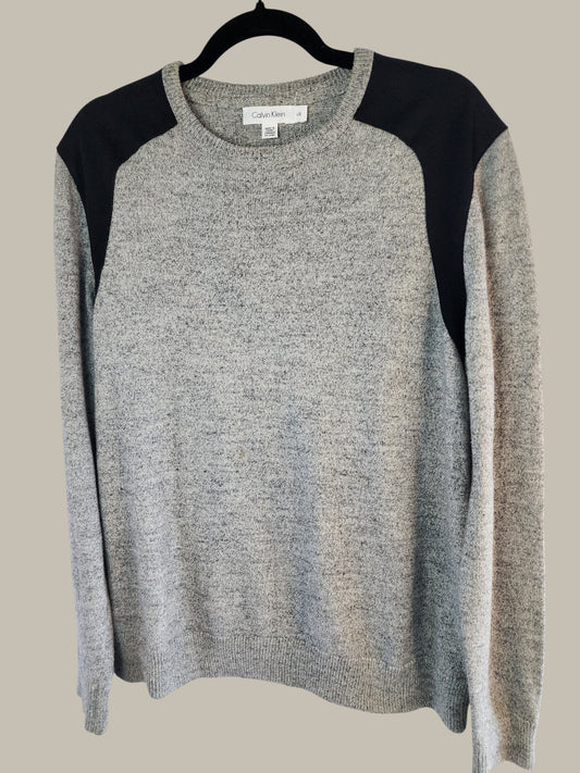 Calvin Klein -Cotton Grey Heather Sweater Knit w/ Black Trim (L)