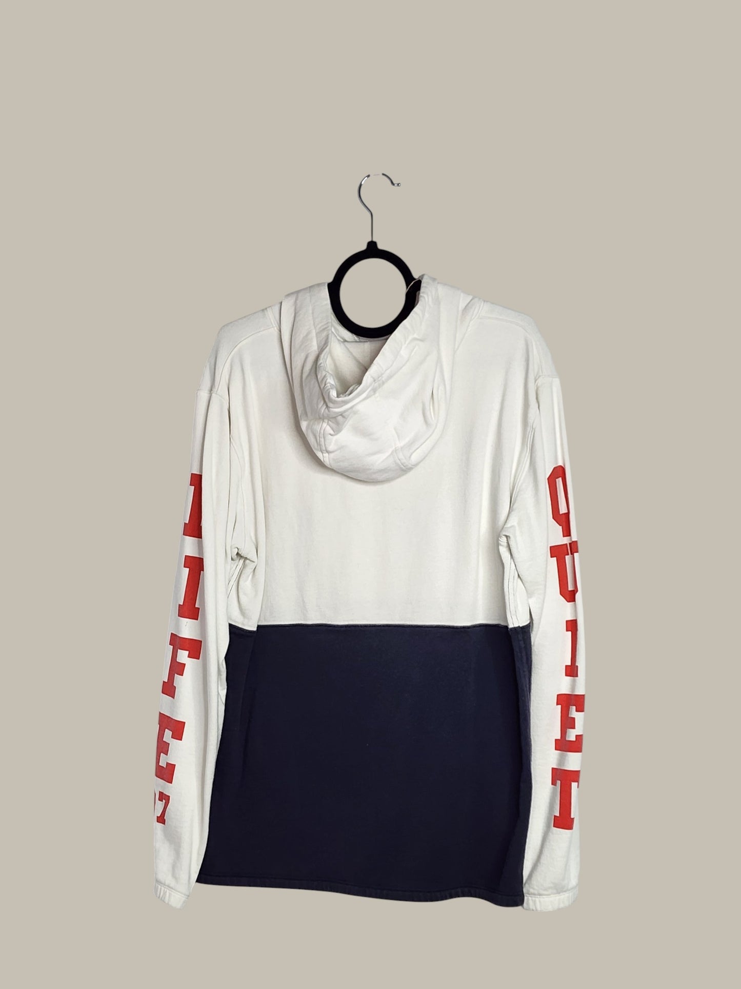 Quiet Life- White / Navy Hoodie - Cotton French Terry Medium