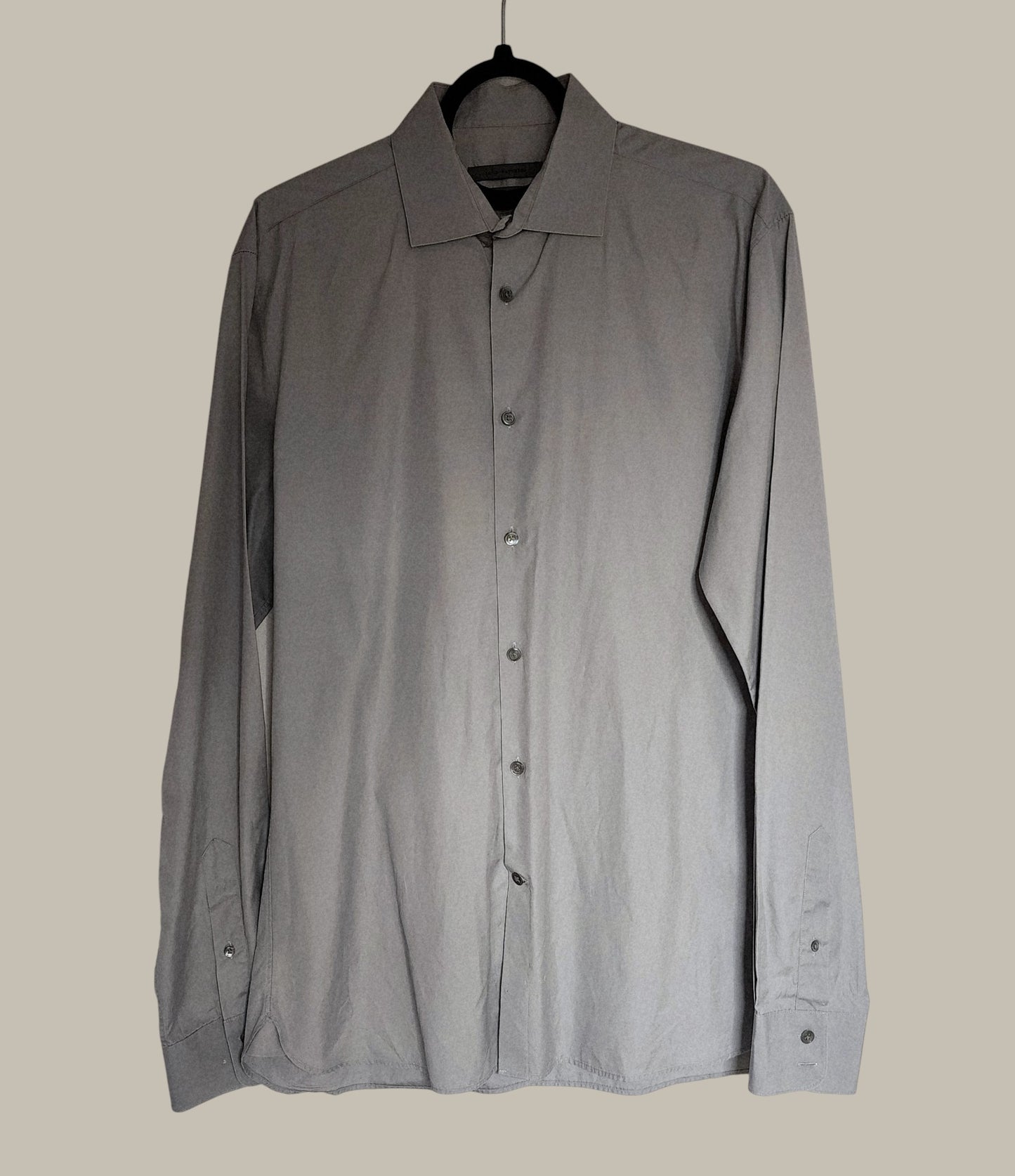 John Varvatos -Dressier L/S Shirt - 100% Cotton - Size 15 /34 - Light Grey