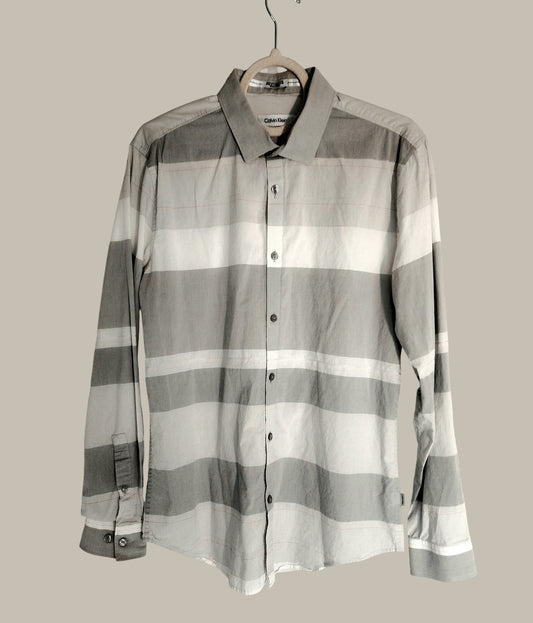 Calvin Klein - Grey / White Stripes - 100% Cotton Medium