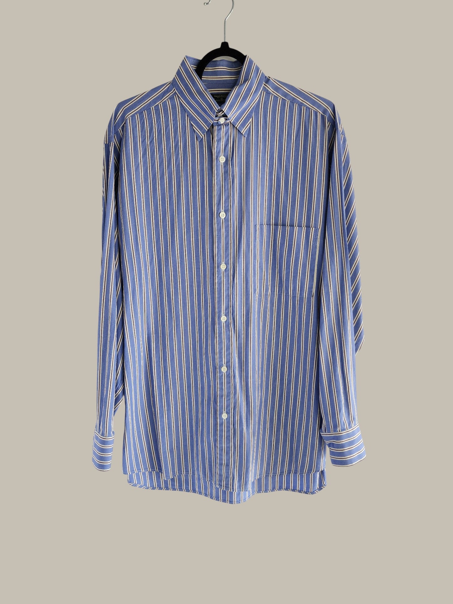 Louis Boston - L/S Cotton - Blue Stripe Shirt XL
