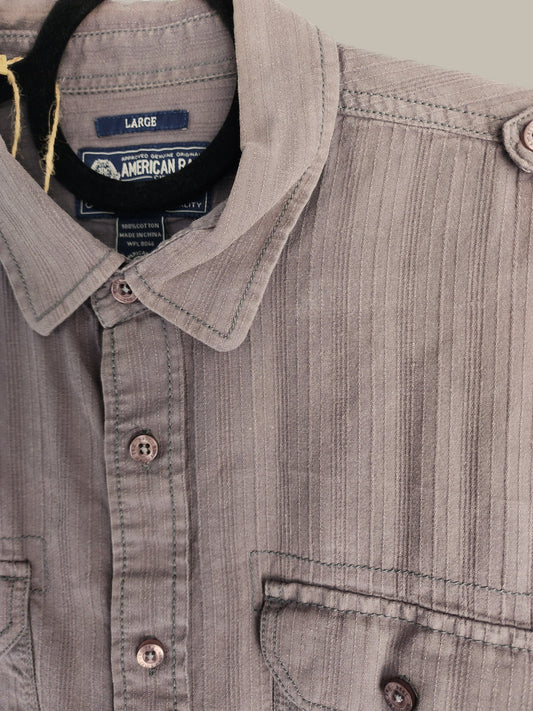 American Rag- Textured - Stripe - Charcoal - Cotton Large