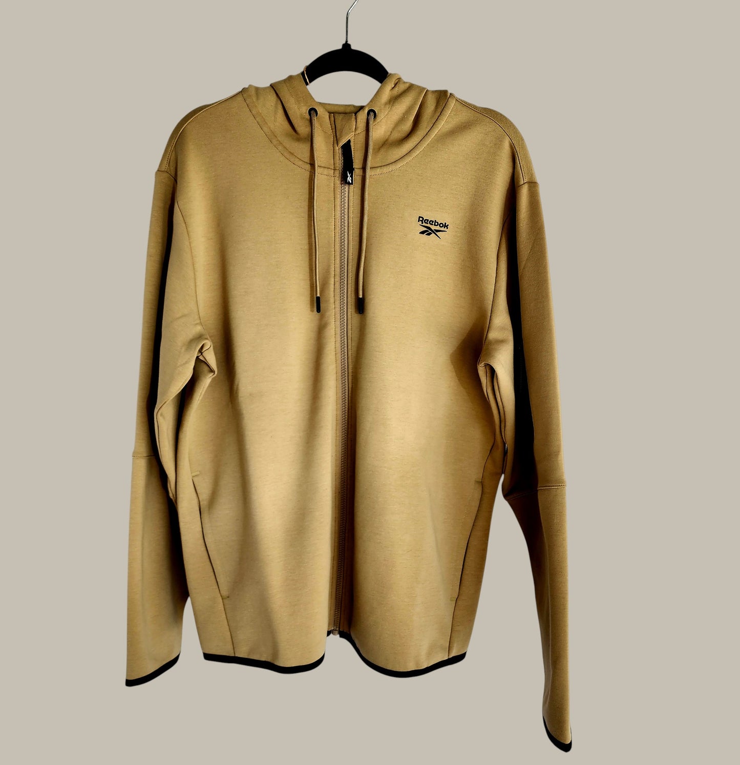 Reebok - Khaki Zipper Nylon Hoodie Medium