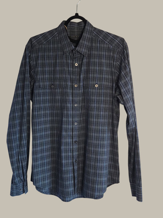 Theory - L/S Navy White Plaid - 100% Cotton Medium