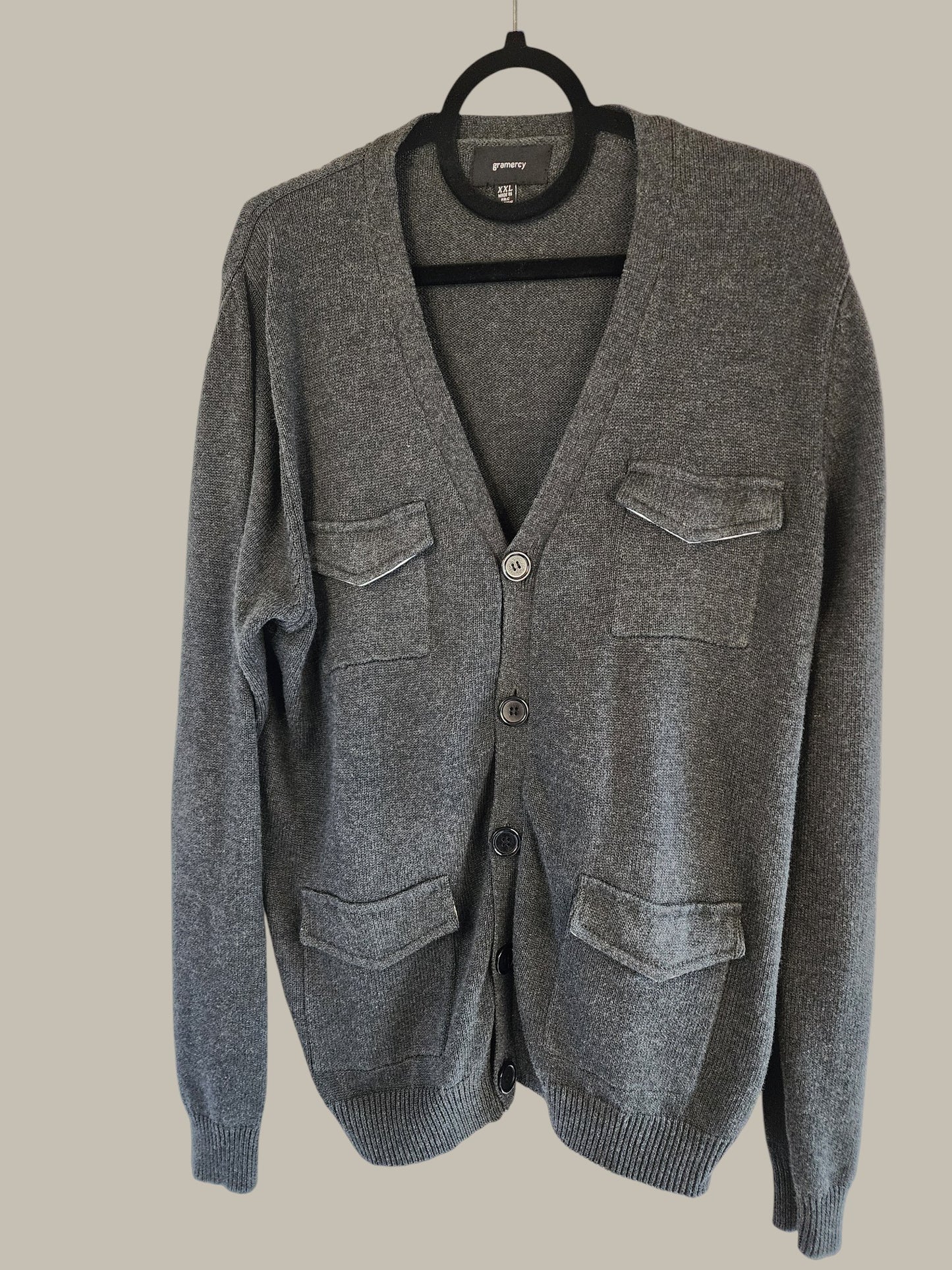 Gramercy -Cotton Cardigan Vintage - Charcoal XXL