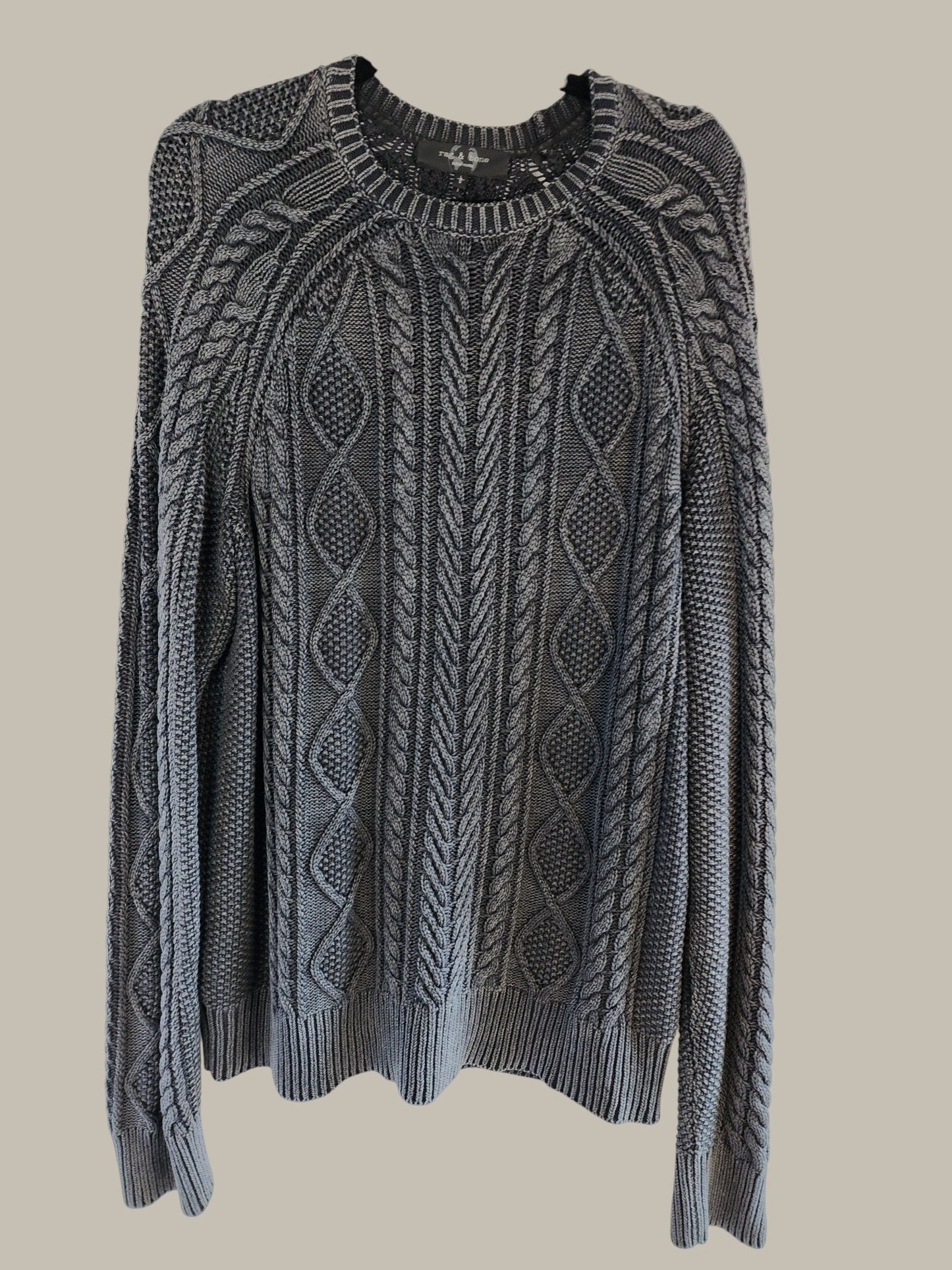 Rag & Bone - Soft Cotton Chunky Cable Sweater Charcoal/ L